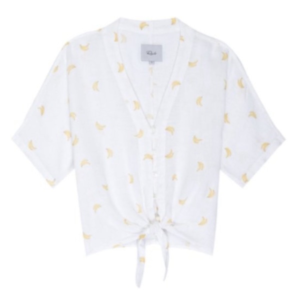 Rails Thea Banana Bunch Linen Rayon Button Tie Knot Top Shirt Size XL - Picture 5 of 14